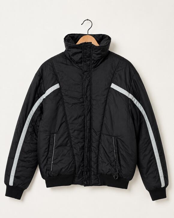 quail run Other - Quail Run Black Bomber Jacket Reflective Stripe Puffer Ski Winter Coat Size L